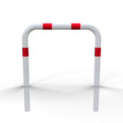 Guard hoop |  76 x 2,6 mm | without cross bar | for casting in concrete | total width: 1000 mm | total height: 1000 mm | hot-dip galvanized and white coatedwith red reflecting stripes